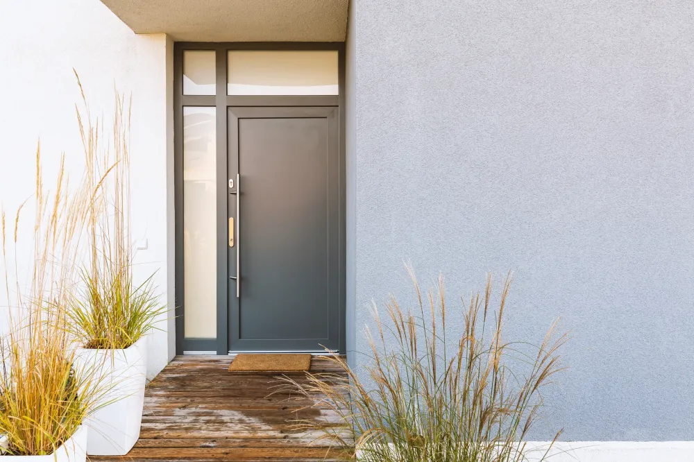 Pose de porte d'entrée en aluminium
